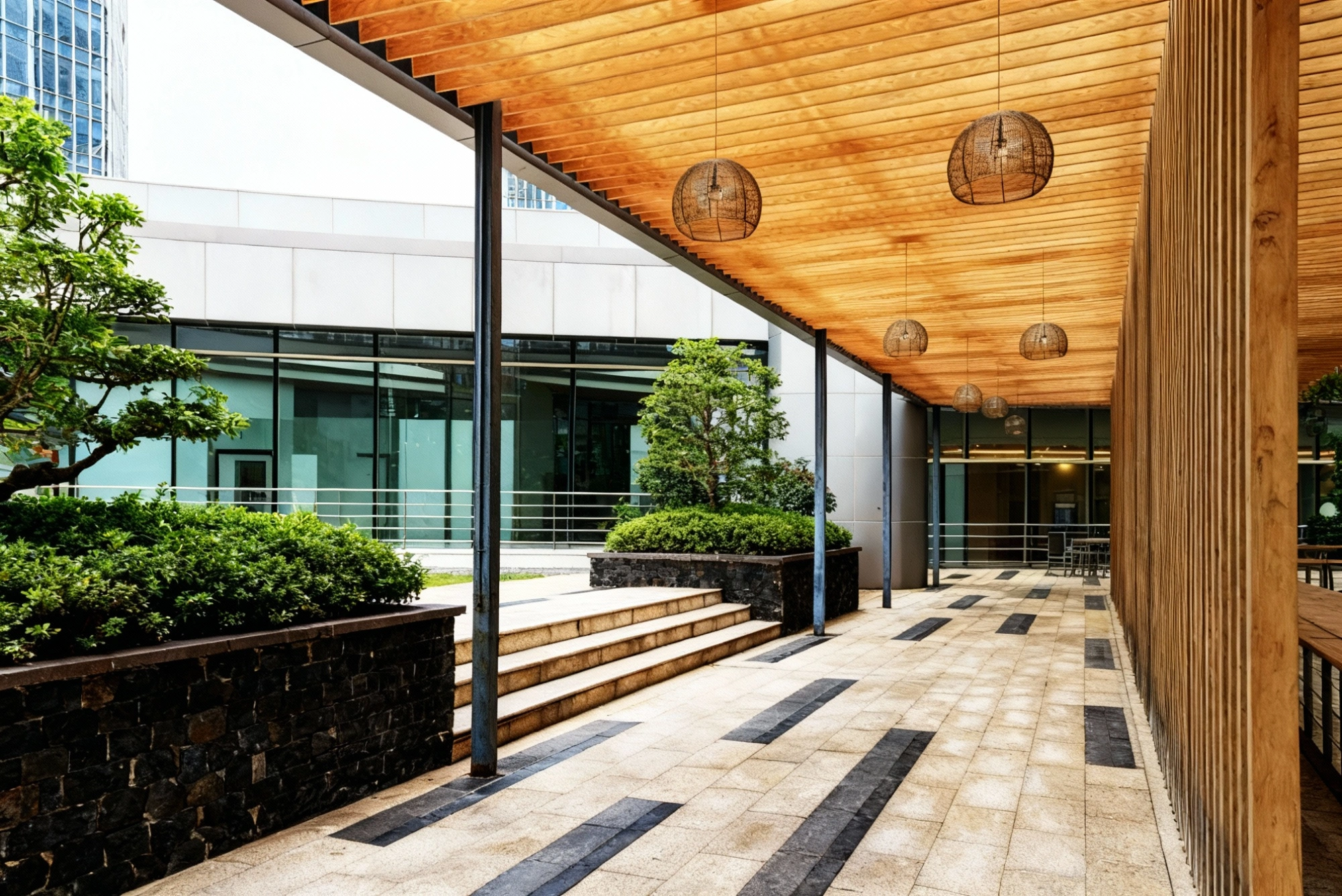 Custom architectural wood beam installation by Carpenters Dallas showcasing modern structural framing design