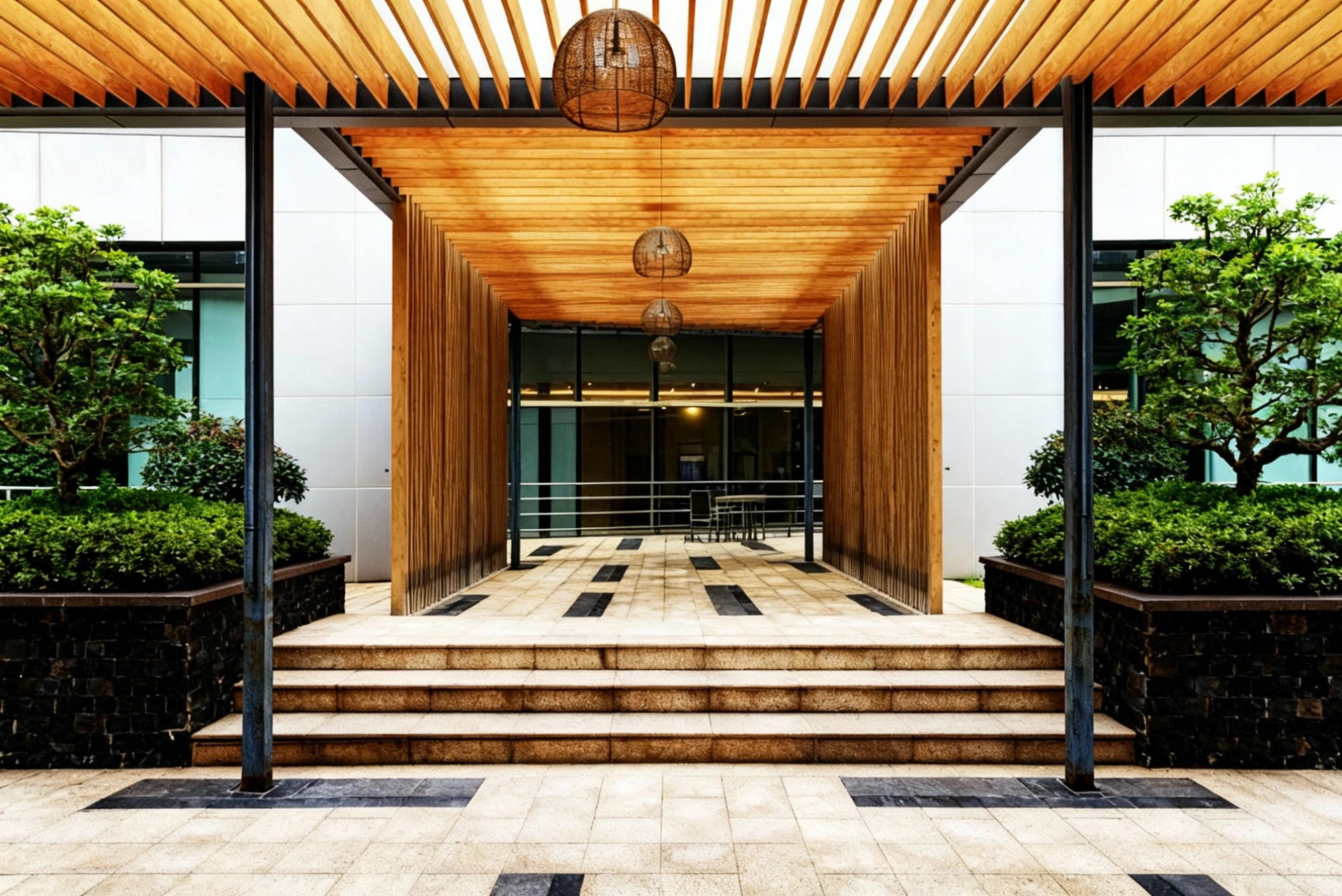 Custom architectural wood beam installation by Carpenters Dallas showcasing modern structural framing design